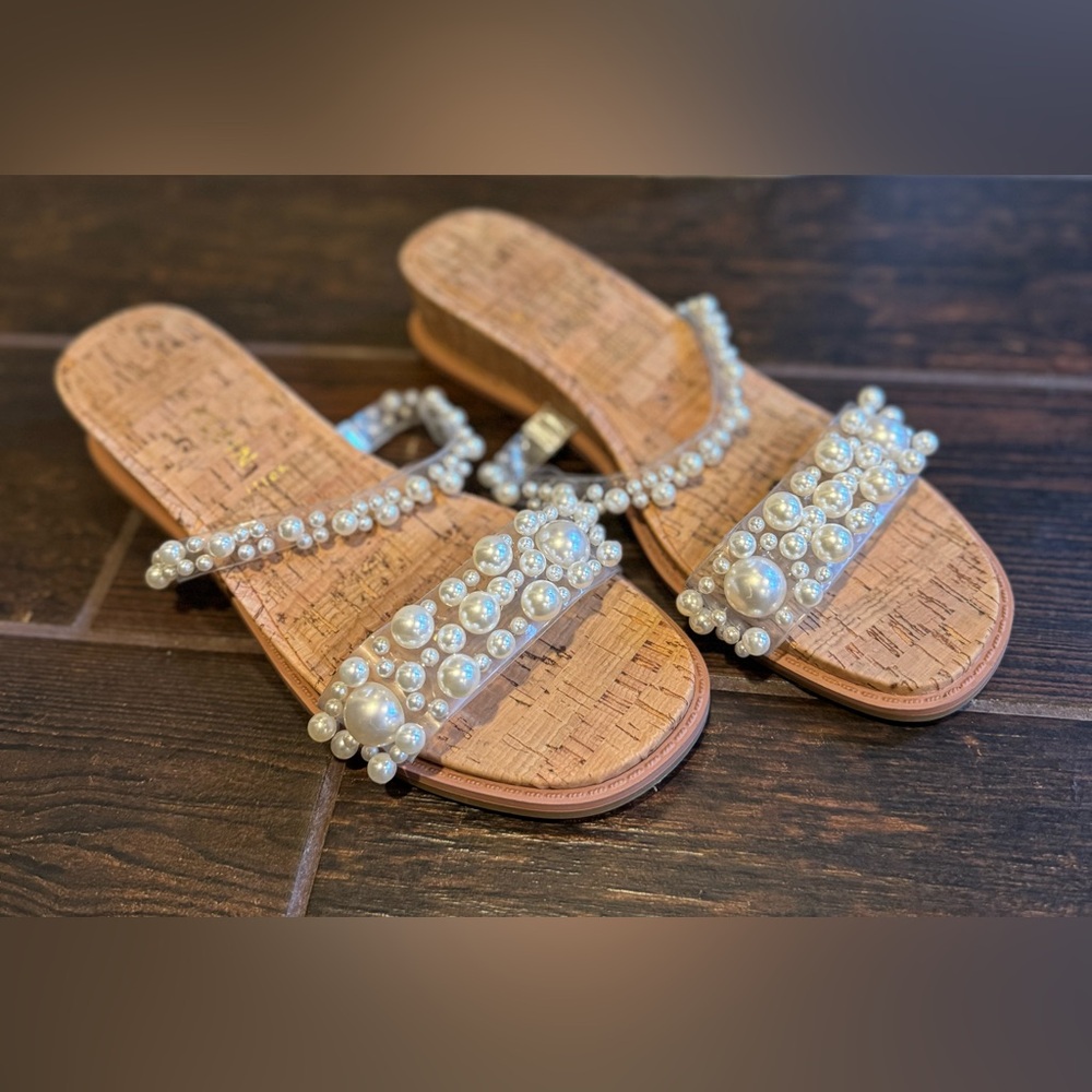 Anne Klein Pearl Wedge Sandals, 7.5, Like New